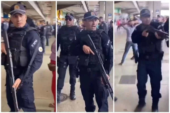 PM do Distrito Federal intimida mulher com escopeta em novo vídeo de operação na Rodoviária